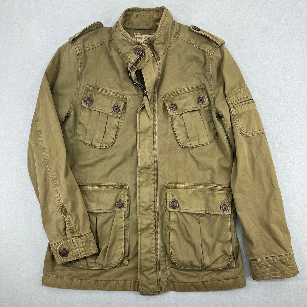 Lucky Brand Womens Small Olive Green Military Field Utility Jacket Cotton